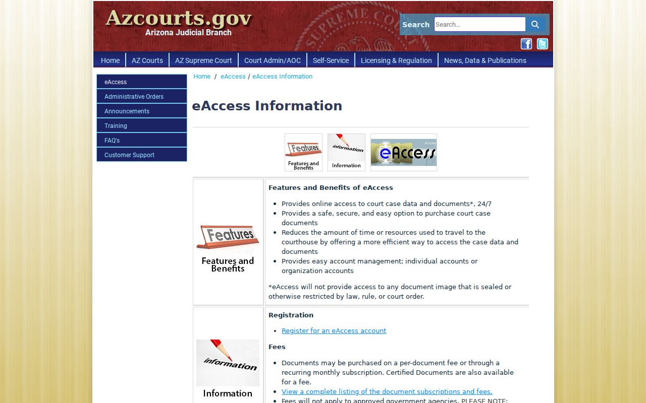 Gila County civil docket eAccess coverage information