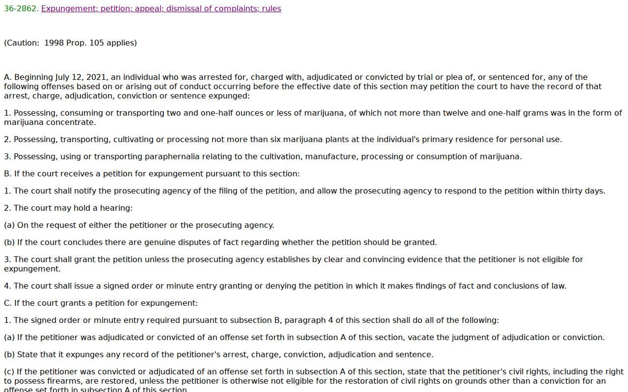 Gila County criminal docket marijuana expungement law