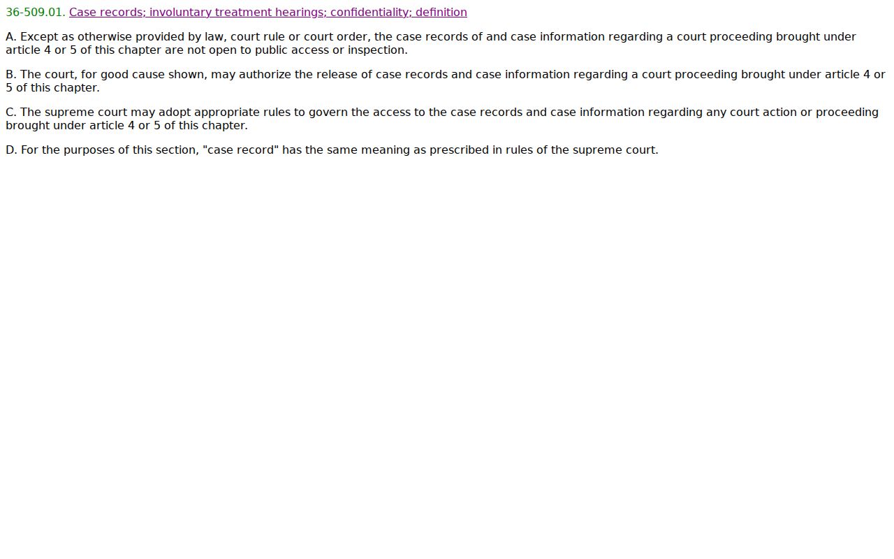 Gila County criminal docket treatment record confidentiality statute