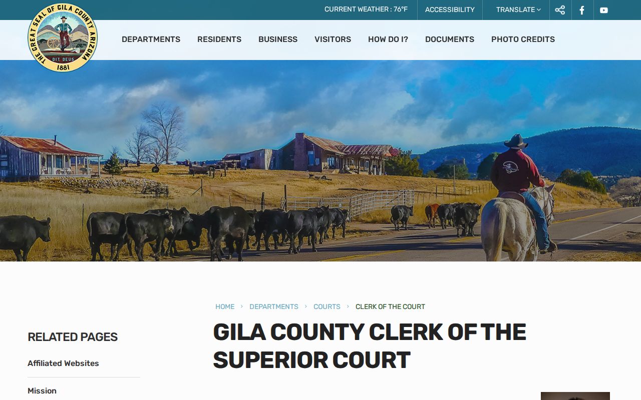 Gila County court docket Clerk of Superior Court records page