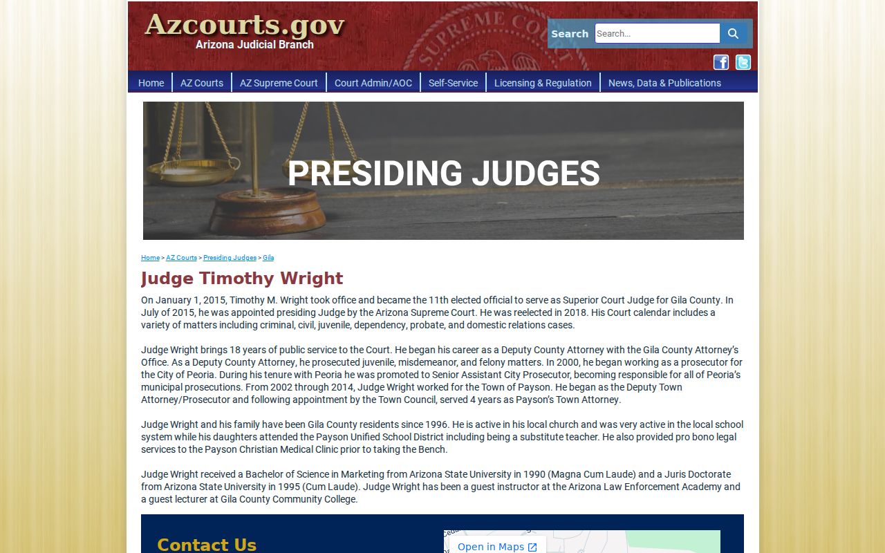 Gila County court docket presiding judge court information