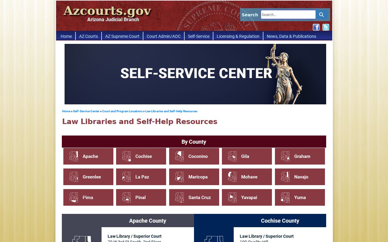 Gila County court docket law library and self-help listing