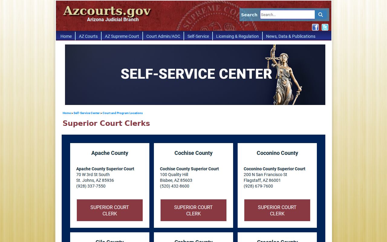 Gila County court docket statewide clerk directory
