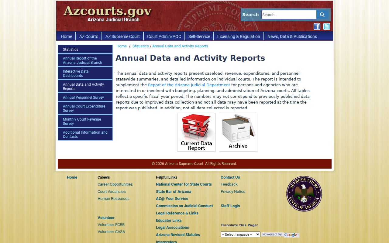 Gila County case lookup supporting annual court reports