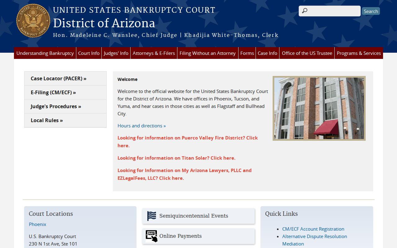 Federal bankruptcy docket boundary for Gila County traffic tickets