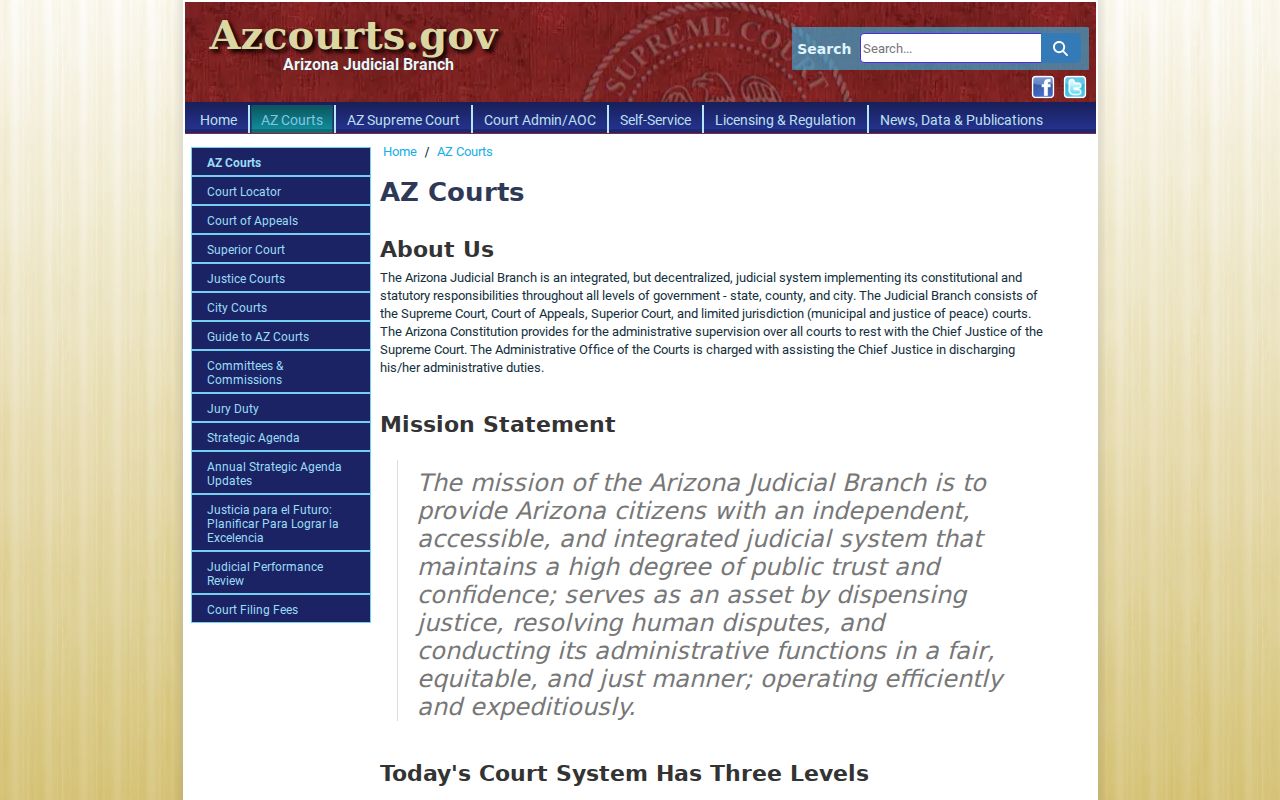 Gila County traffic court records on Arizona traffic courts page